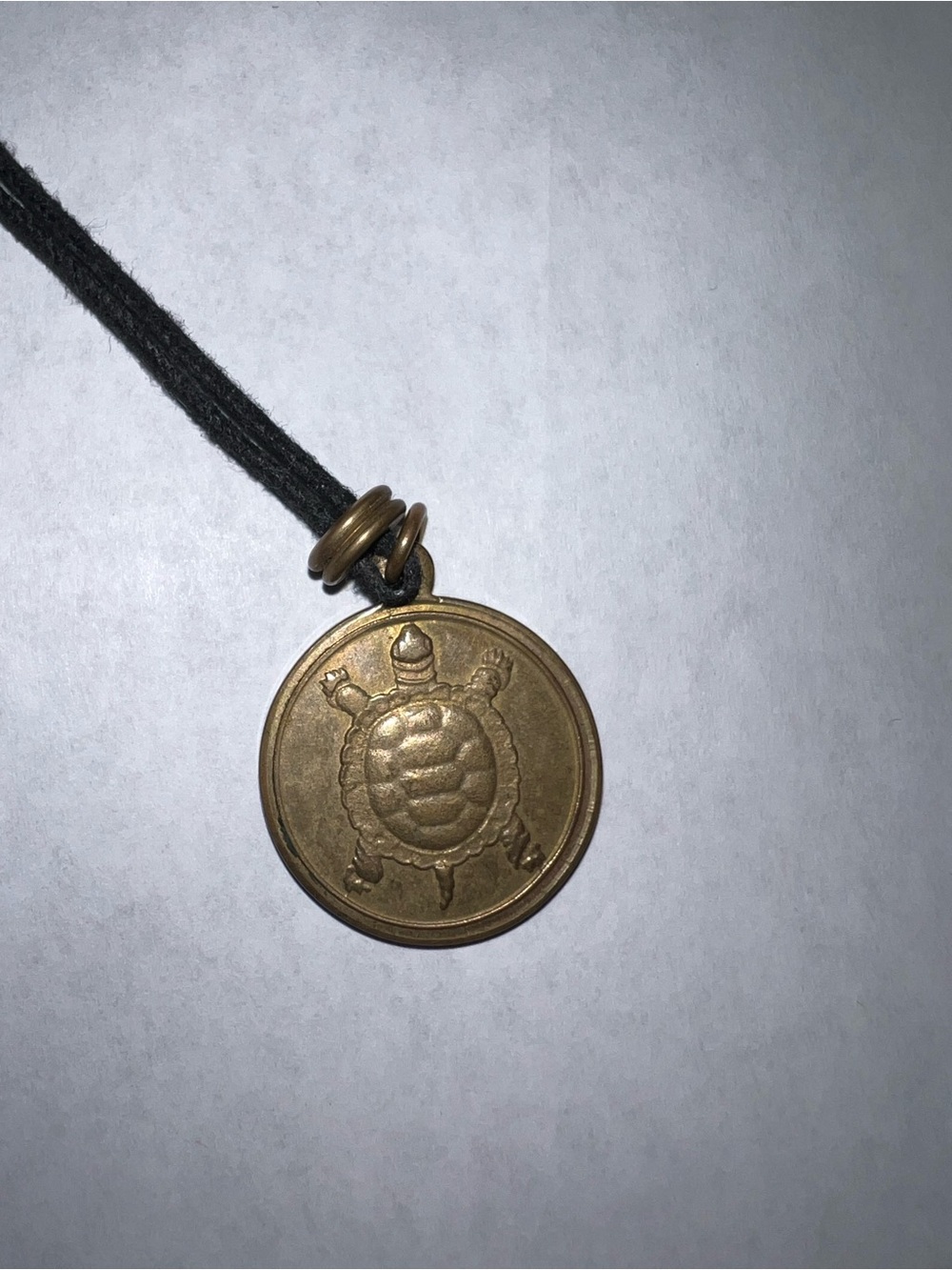 💥 Bronze Colored Medallion Pendant Necklace Black Cord Turtle Hummingbird